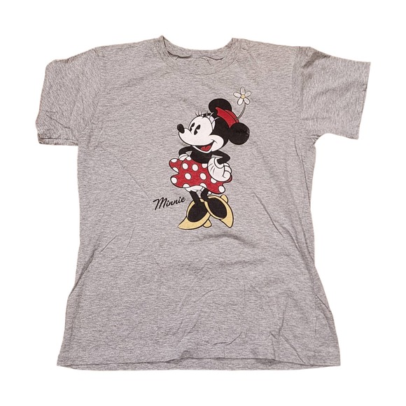 Disney Junior's Classic Minnie Mouse Graphic Print Gray T-Shirt Size Large - Picture 6 of 6